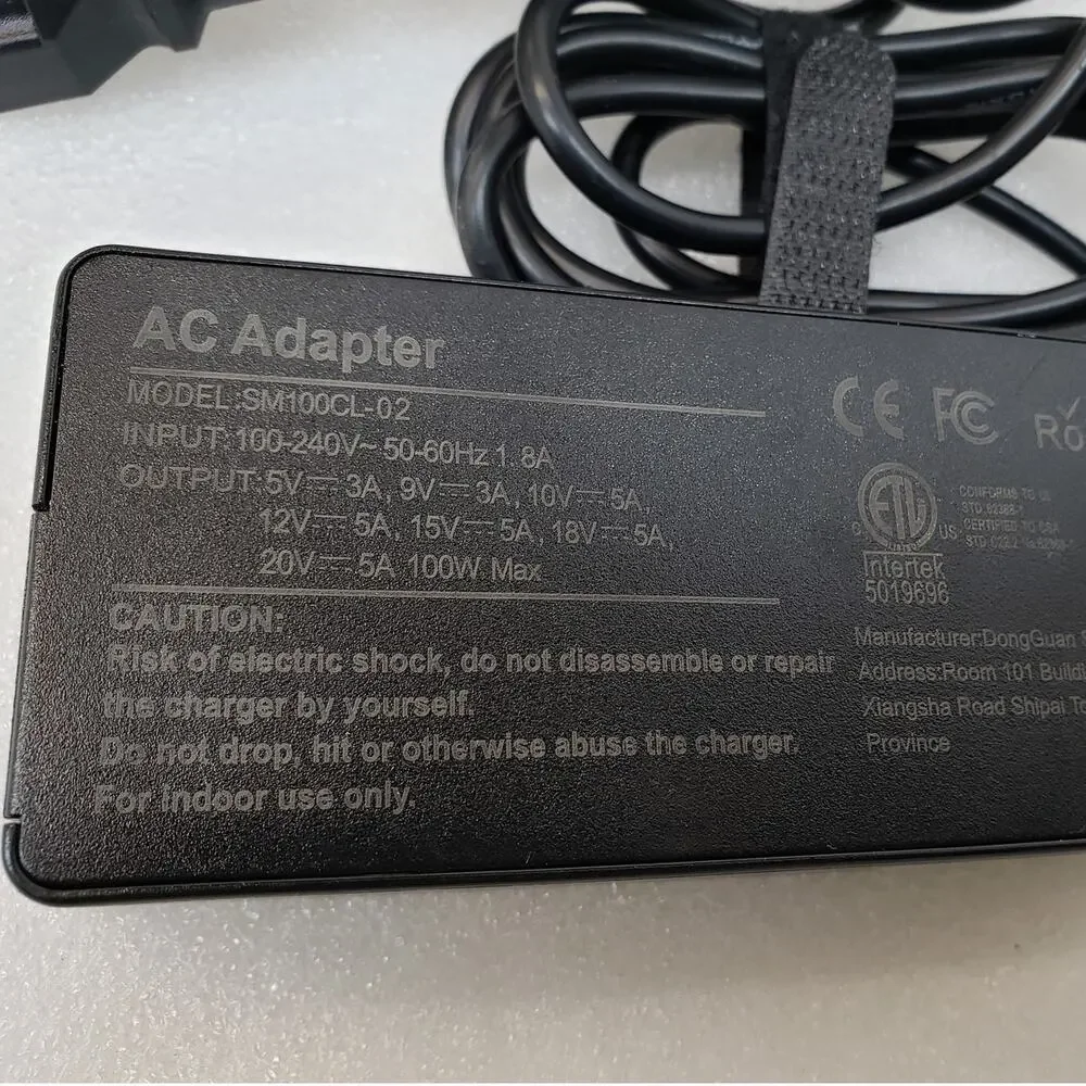 100W USB-C AC Adapter Laptop Charger (Model SM100CL-02) by DongGuan Simer